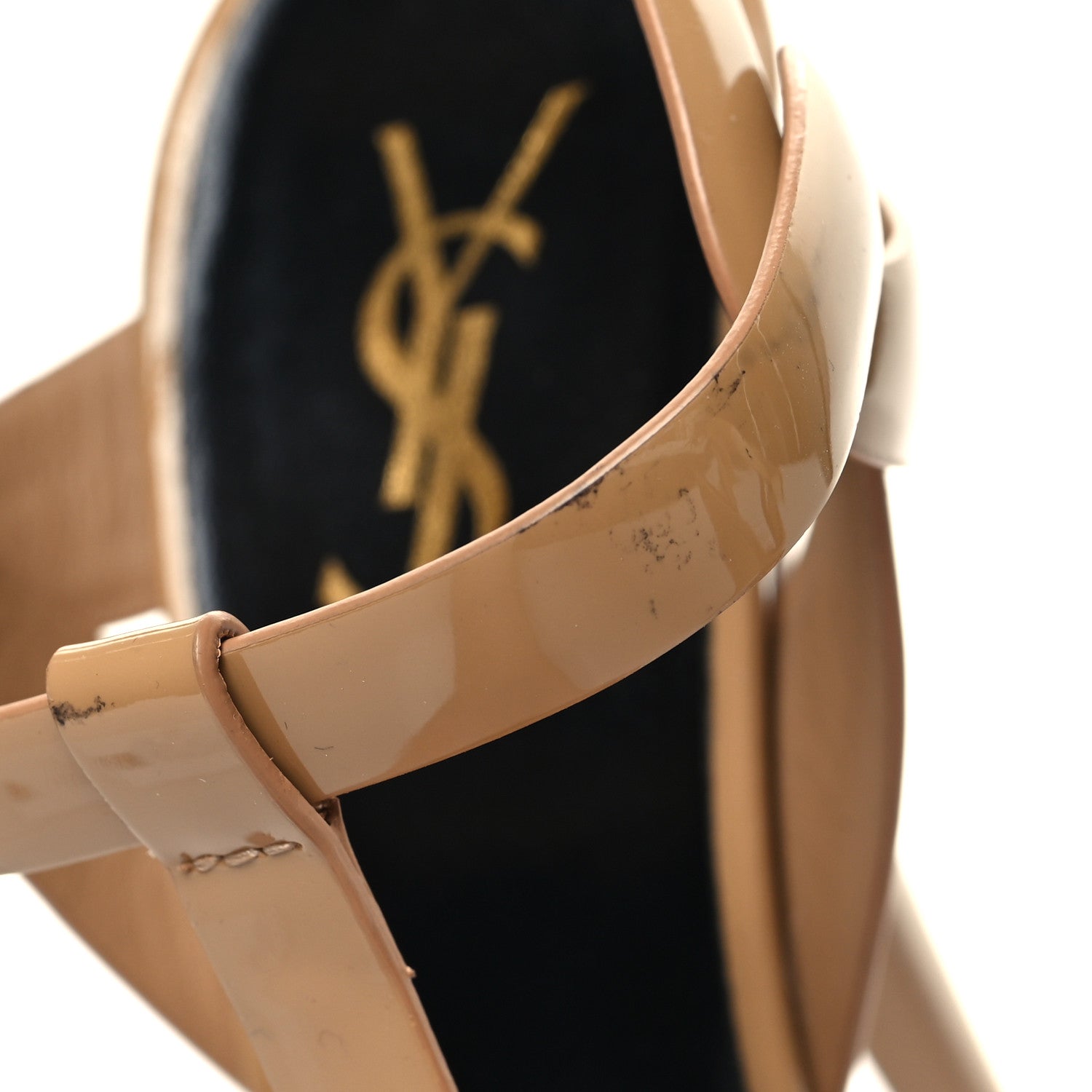 Saint Laurent Patent Tribute 105 Platform Sandals 37 Nude Powder 12 of 13