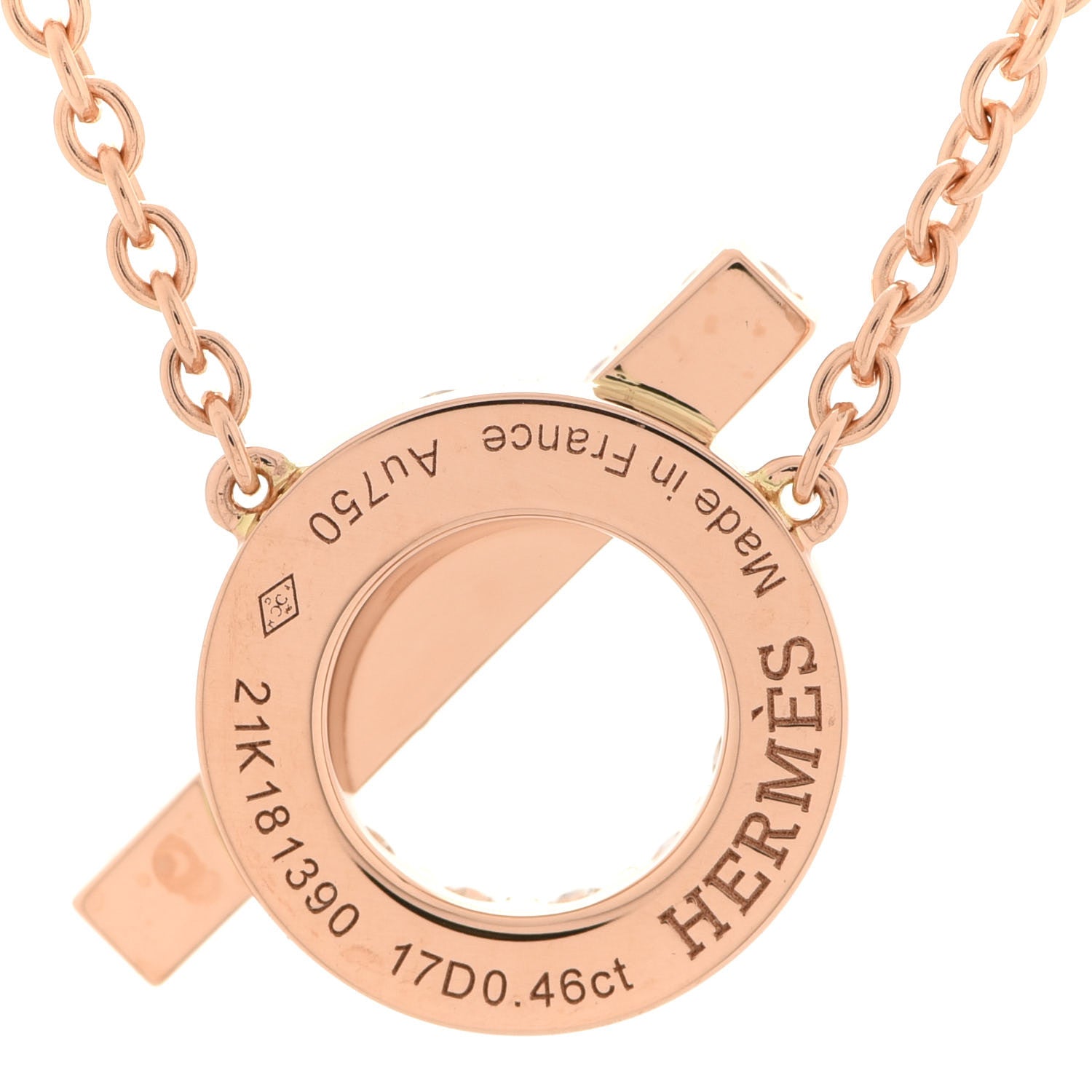 Hermes 18K Rose Gold Diamond Finesse Pendant Necklace 5 of 6