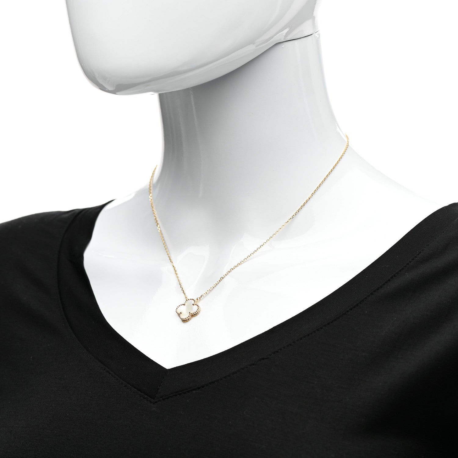 Van Cleef & Arpels 18K Yellow Gold Mother of Pearl Vintage Alhambra Pendant Necklace 2 of 7