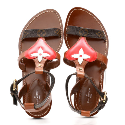 Louis Vuitton Calfskin Game On Playful Flat Sandals 37.5 Brown 2 of 10