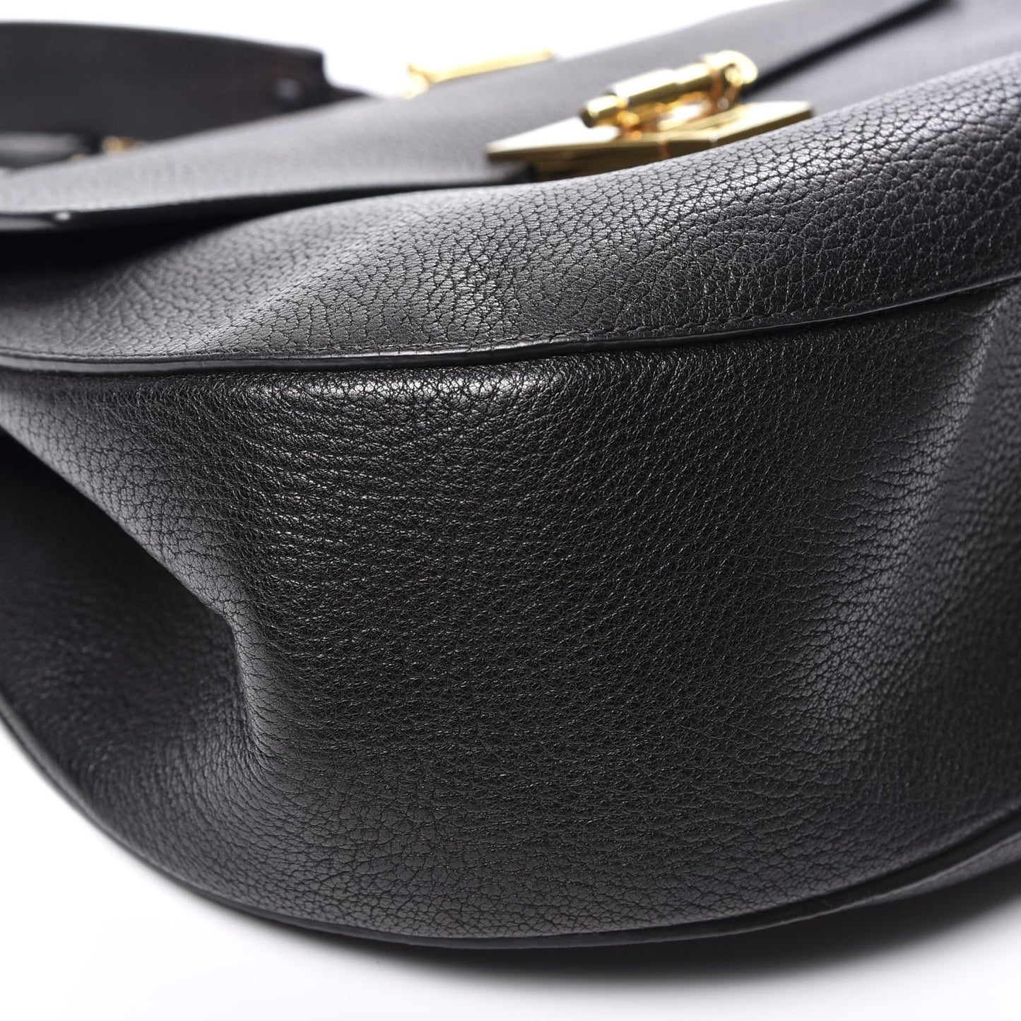 Grained Lambskin Large Drew Shoulder Bag Black