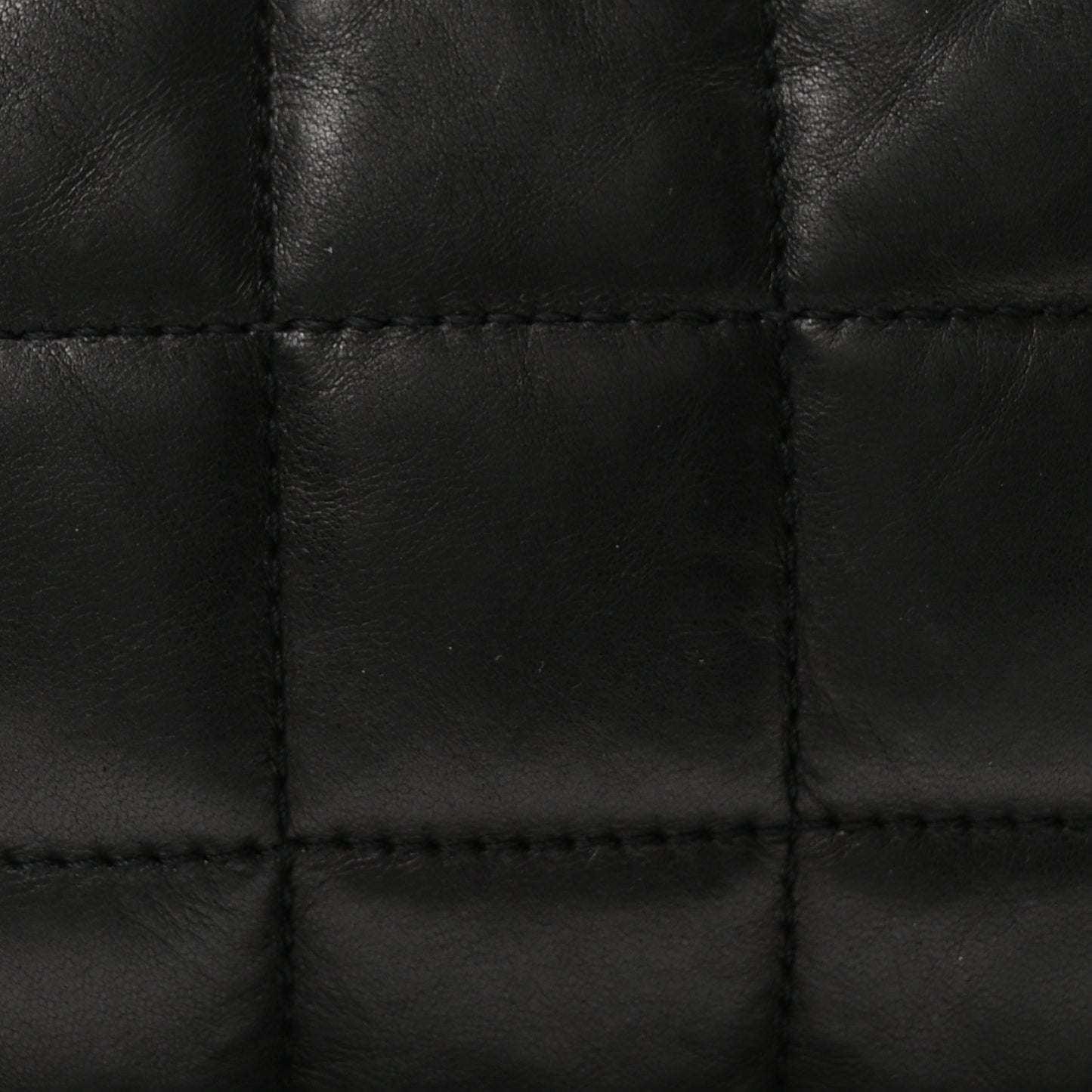 Lambskin Square Quilted Chain Fringe Pochette Black