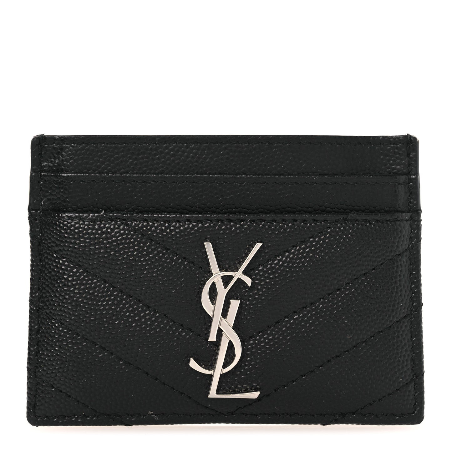 Grain De Poudre Matelasse Chevron Monogram Credit Card Case Black