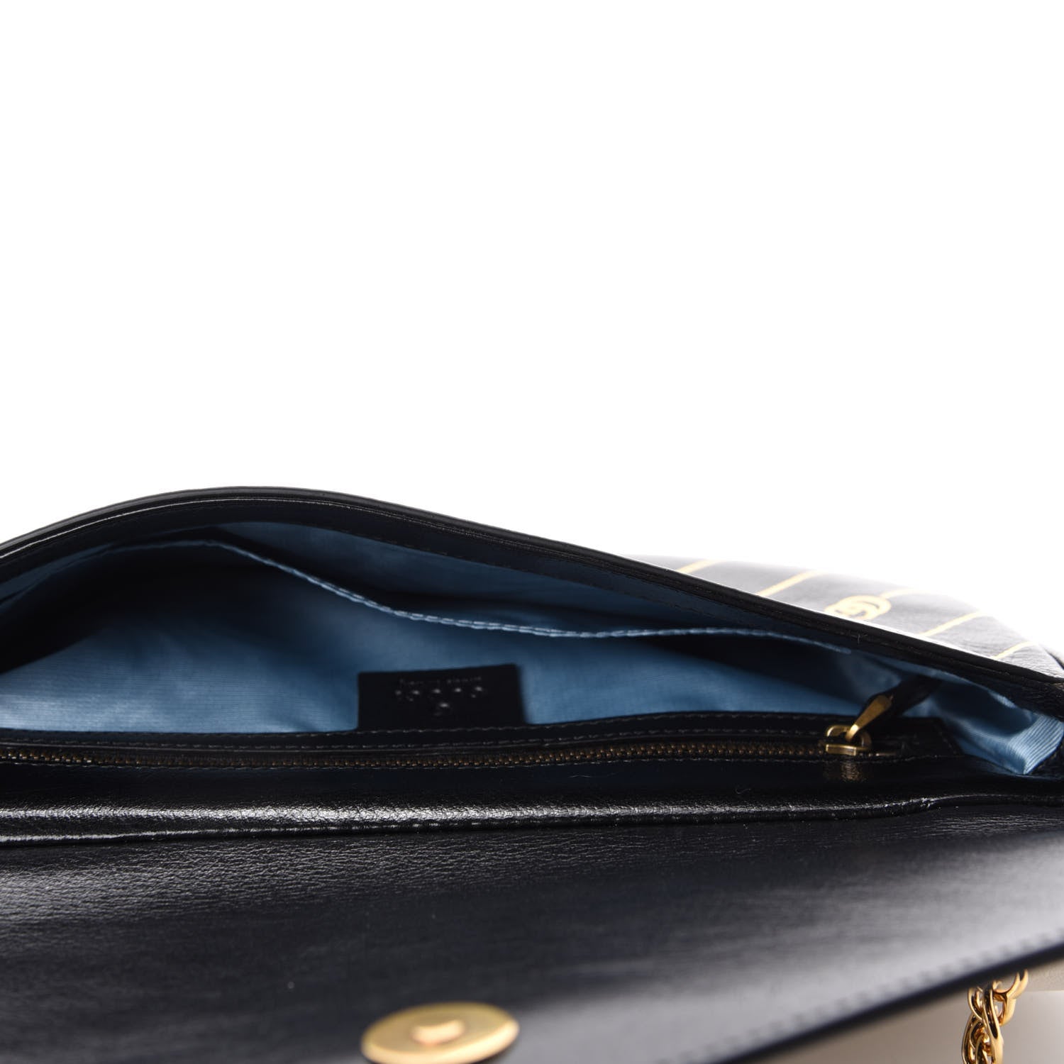 Gucci Calfskin Diagonal GG Medium Thiara Double Envelope Shoulder Bag Black White 6 of 11