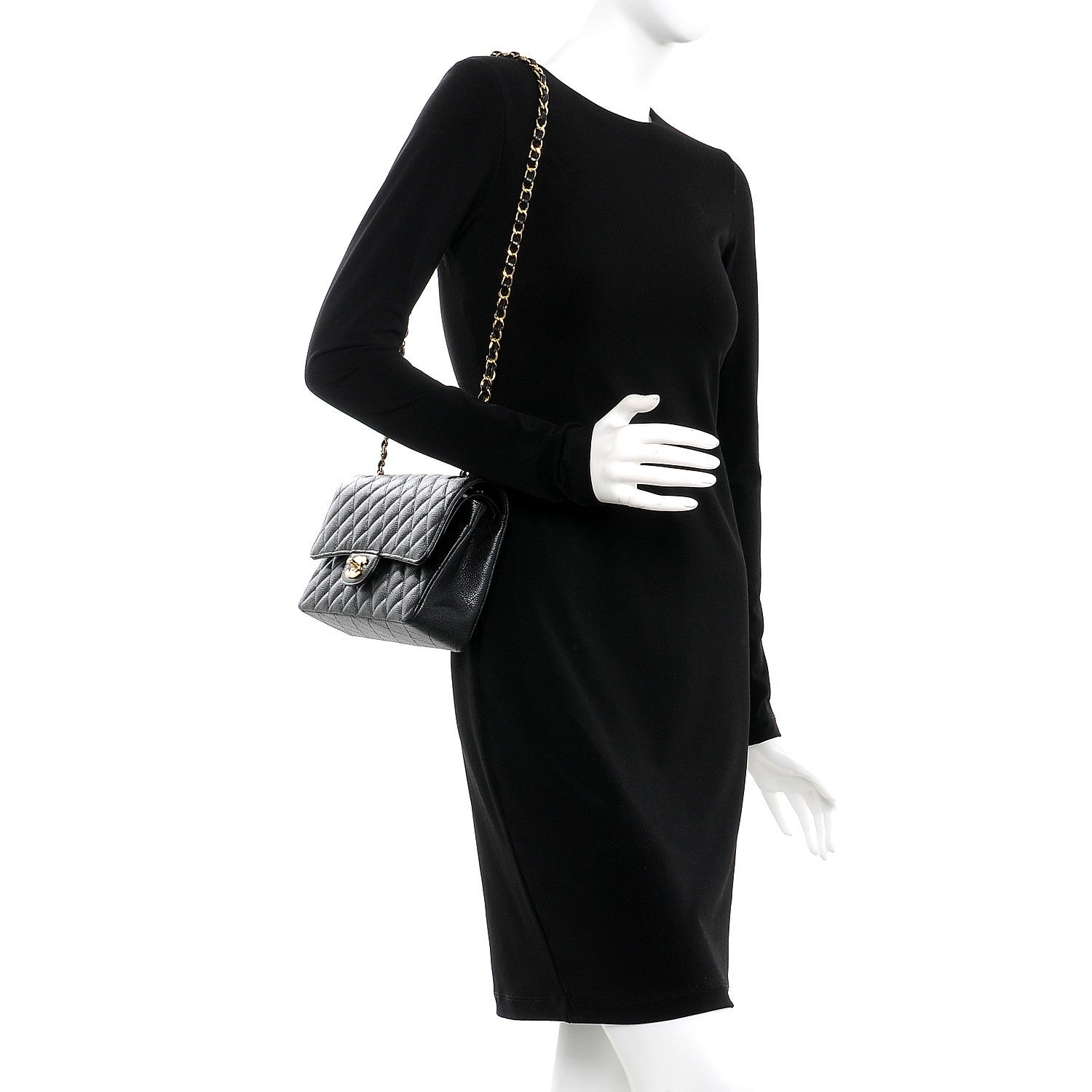 Chanel Caviar Quilted Medium Double Flap Black 2 of 9