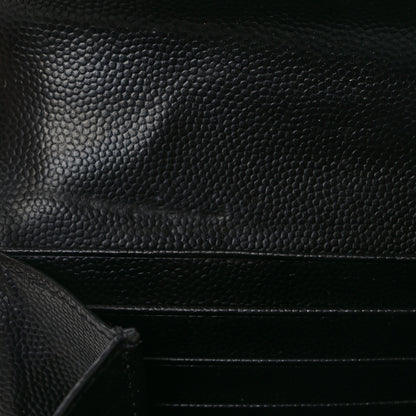 Saint Laurent Grain De Poudre Matelasse Chevron Monogram Flap Wallet Black 9 of 10