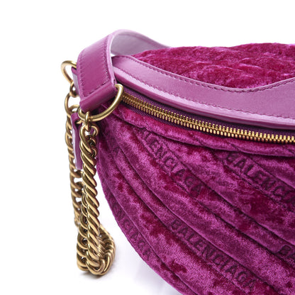 Balenciaga Crushed Velvet Logo Matelasse XXS Souvenir Belt Bag Fuchsia 11 of 11