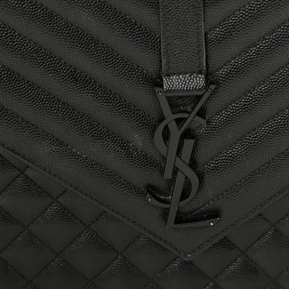 Saint Laurent Grain De Poudre Textured Mixed Matelasse Large Triquilt Monogram Monochrome Satchel Black 11 of 13