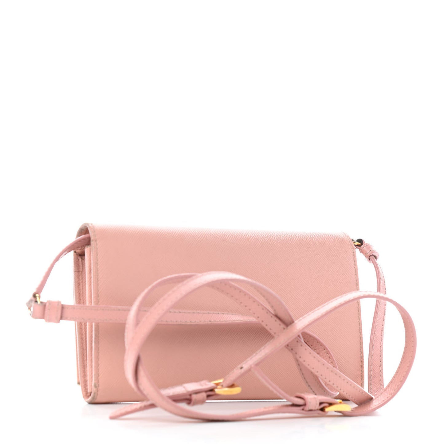 Saffiano Metal Bar Flap Wallet with Strap Orchidea