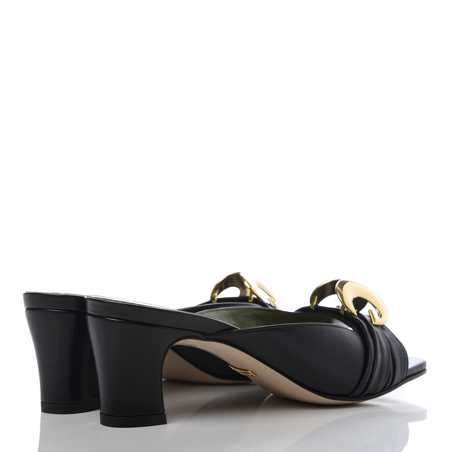 Malaga Kid Half Moon GG Square Toe Slide Sandals 36 Black