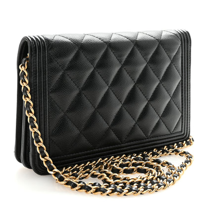 Chanel Caviar Quilted Boy Wallet On Chain WOC Black 3 of 11