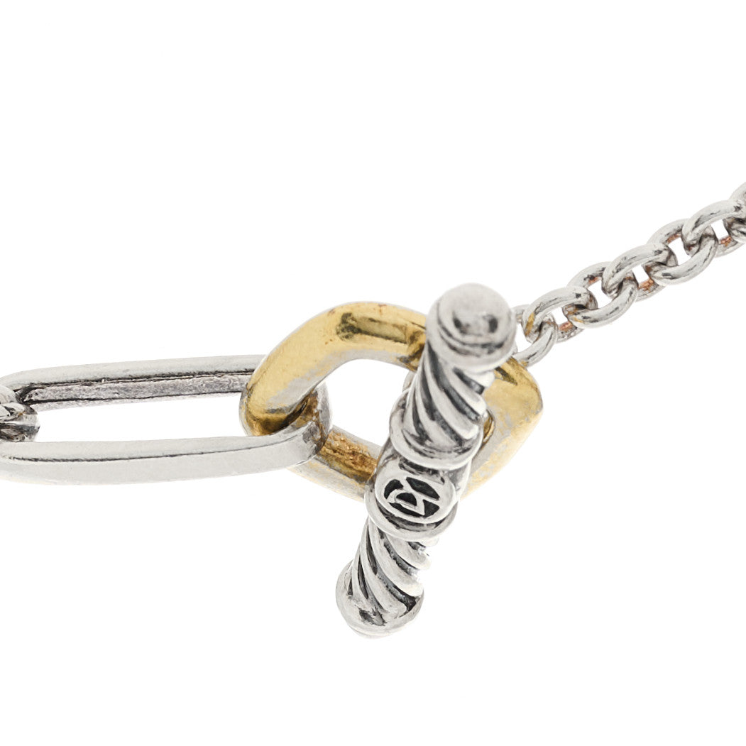 David Yurman Sterling Silver 18K Yellow Gold Figaro Chain Link Necklace 5 of 5