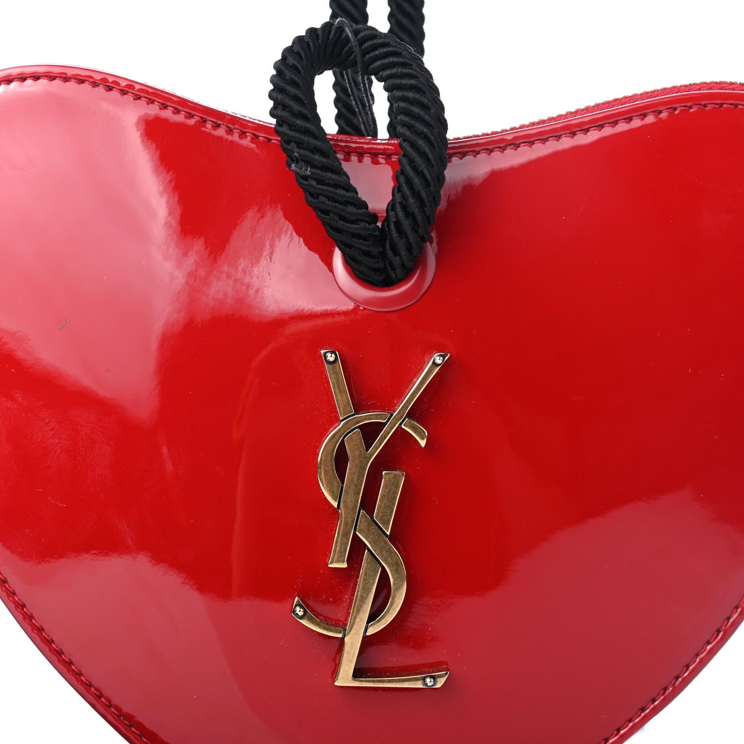 Saint Laurent Patent Sac Coeur Heart Shaped Clutch Red 10 of 10