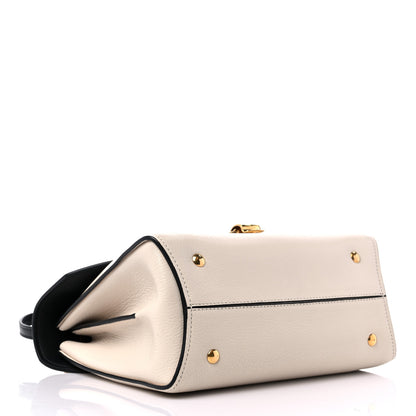Salvatore Ferragamo Calfskin Small Margot Top Handle Satchel Bone Black 4 of 8