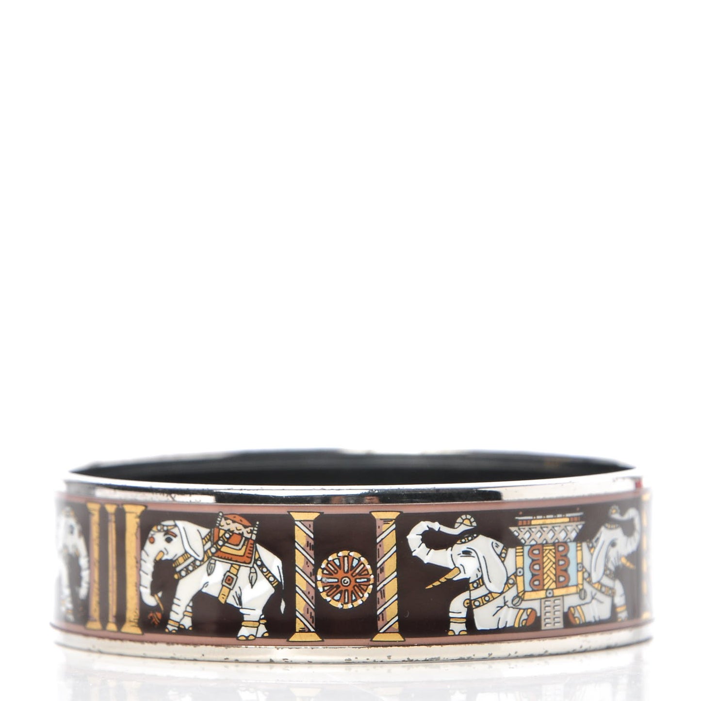 Enamel Printed Elephant Torana Wide Bracelet 65 Black