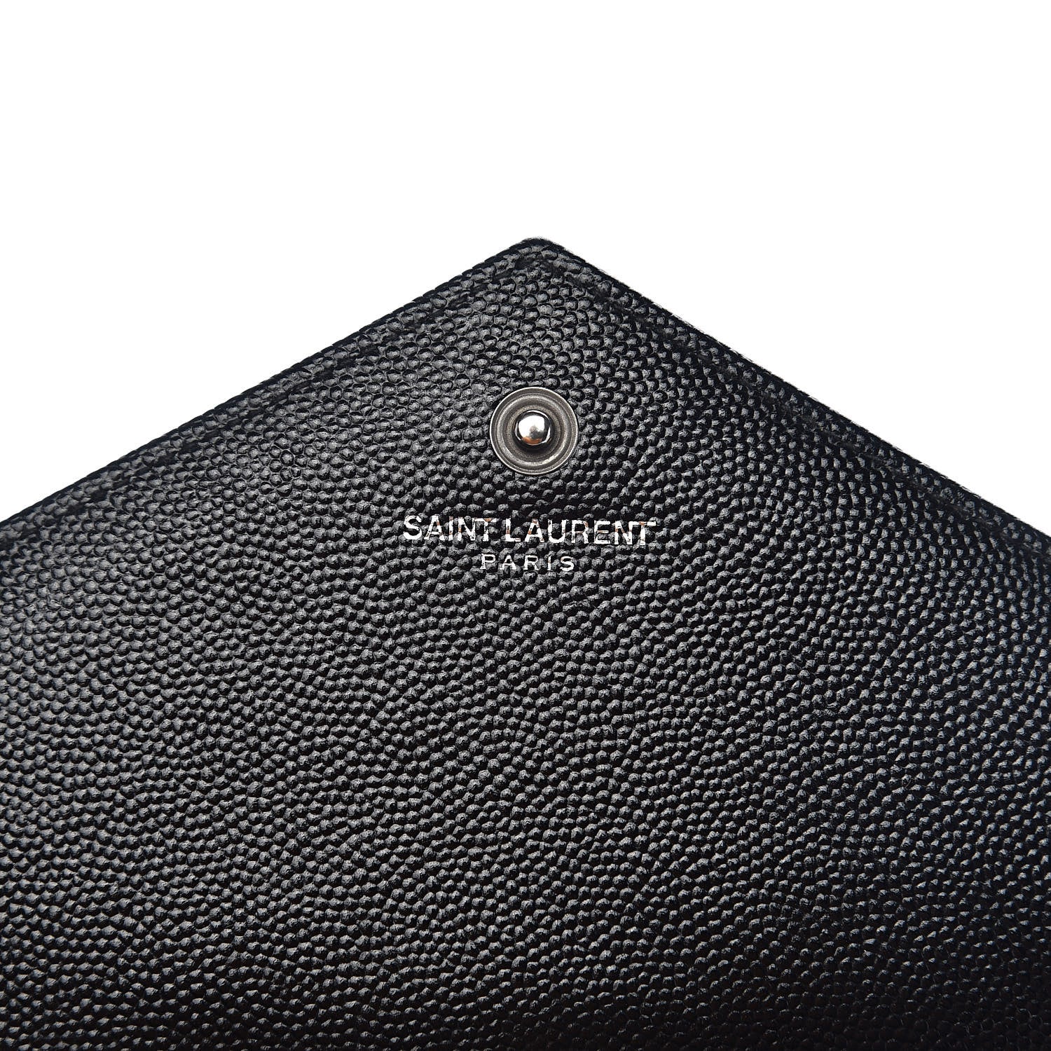 Saint Laurent Grain De Poudre Matelasse Chevron Monogram Chain Wallet Black 6 of 10