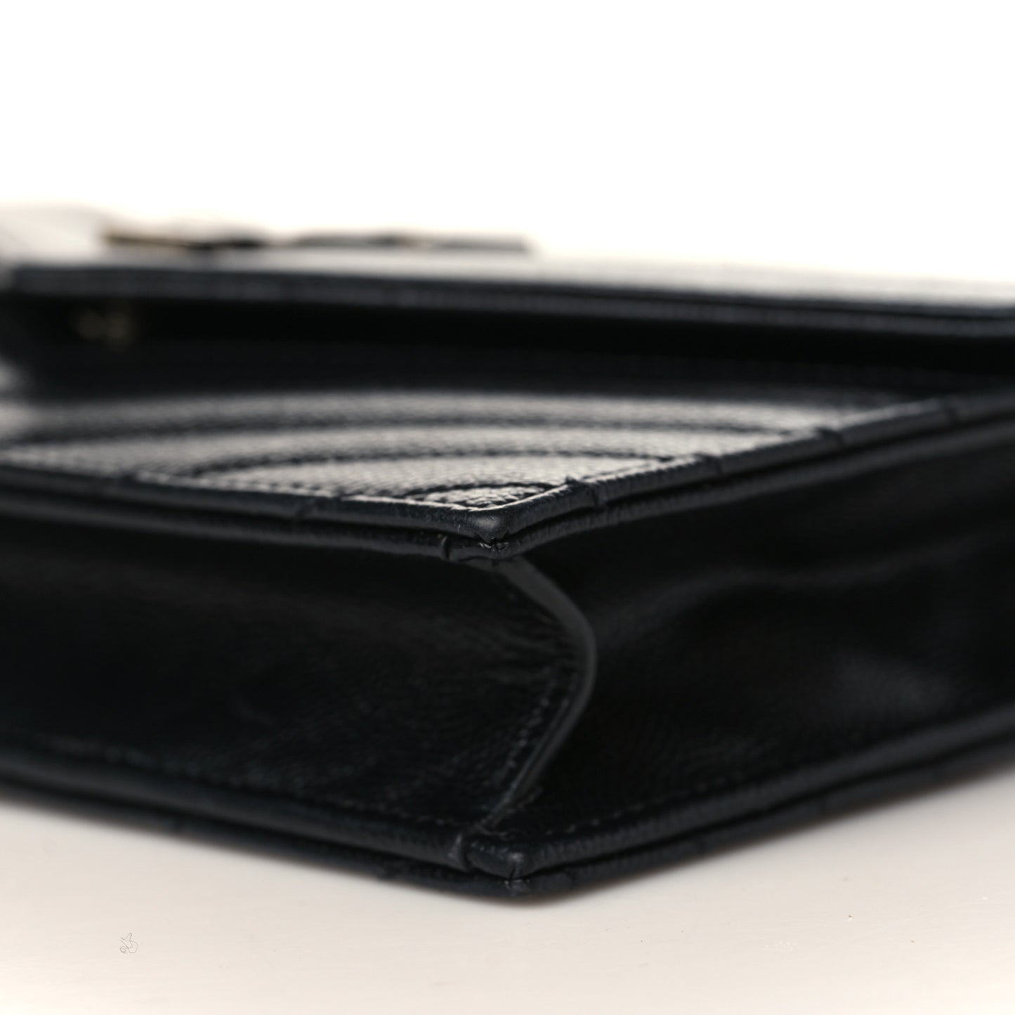 Grain De Poudre Matelasse Chevron Monogram Envelope Chain Wallet Black