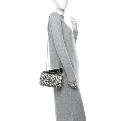 Valentino Garavani Metallic Patent Quilted Small Rockstud Spike Shoulder Bag Silver 2 of 9