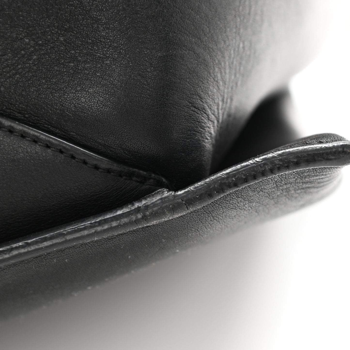 Baby Grained Calfskin Medium Tri-Fold Bag Black