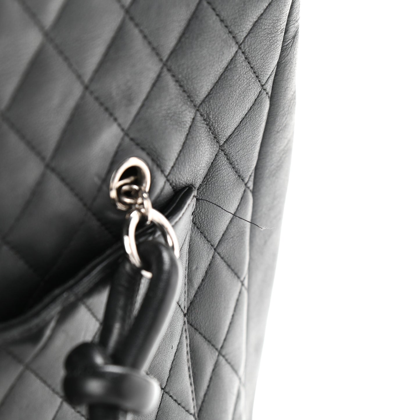Calfskin Quilted Large Cambon Flap Black White