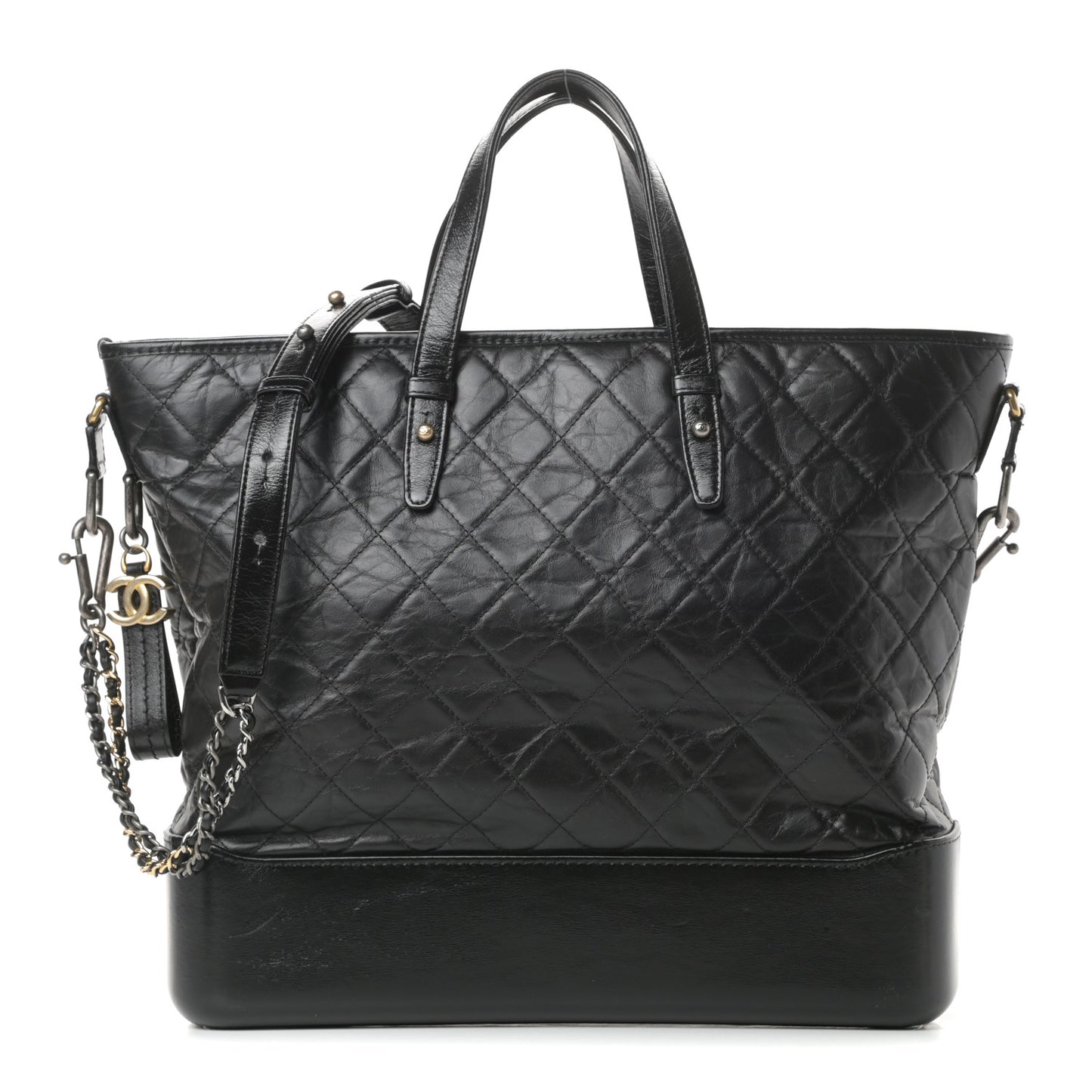 Calfskin Quilted Large Gabrielle Shopping Tote Black