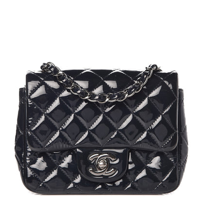Chanel Patent Quilted Mini Square Flap Navy Blue 1 of 13