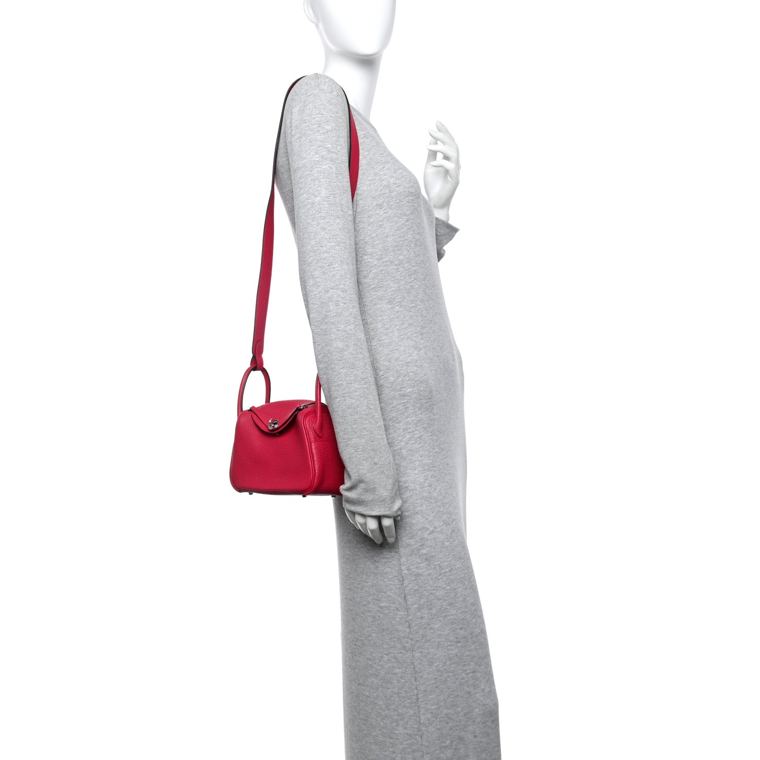 Hermes Taurillon Clemence Mini Lindy 20 Rose Mexico 2 of 10
