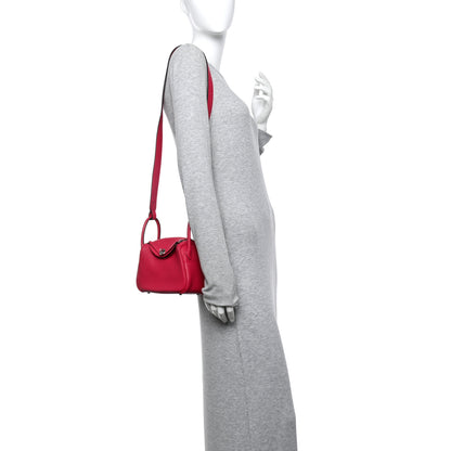 Hermes Taurillon Clemence Mini Lindy 20 Rose Mexico 2 of 10