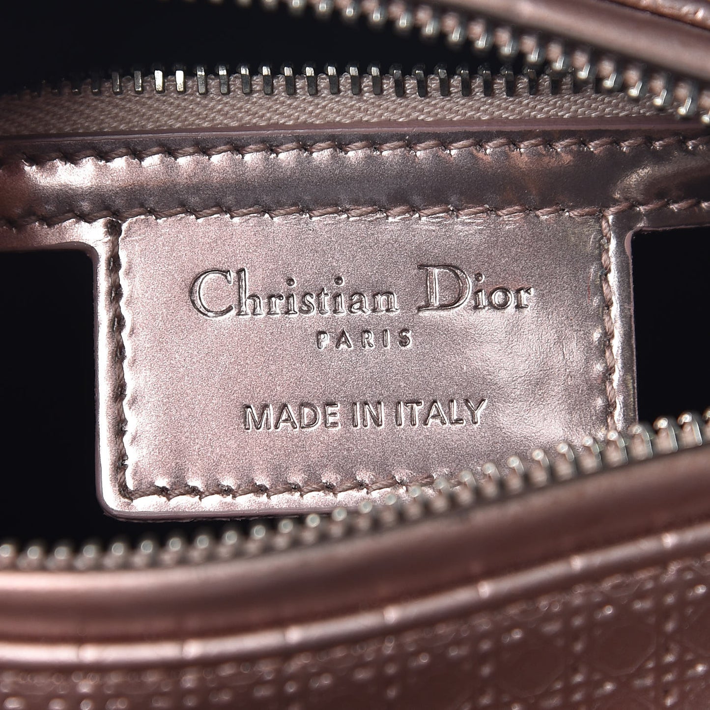 Metallic Patent Micro-Cannage Medium Lady Dior Pink
