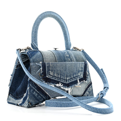 Balenciaga Denim Patchwork Small Hourglass Top Handle Bag Washed Blue 3 of 10