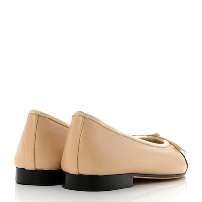 Chanel Lambskin Cap Toe CC Ballerina Flats 36 Beige Black 4 of 9