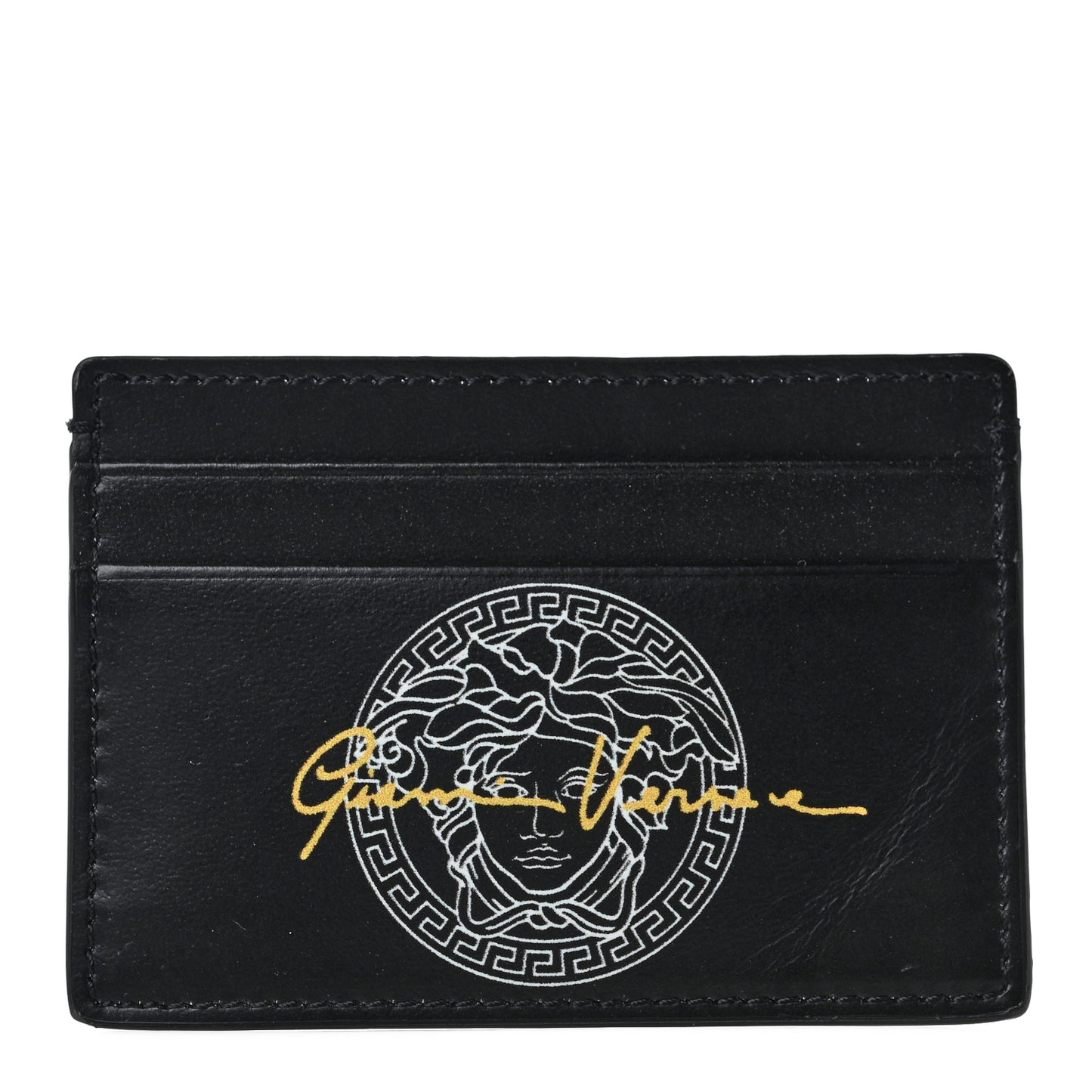 Calfskin Logo Card Holder Black