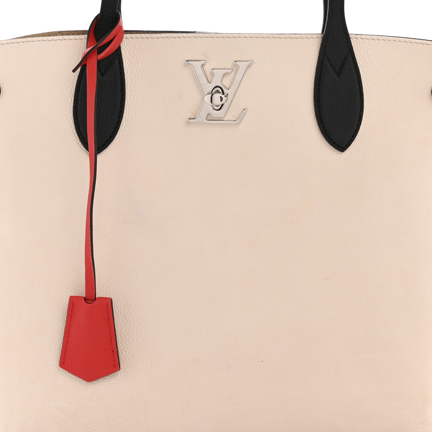 Calfskin Lockme Go Tote Kabuki Red Quartz Black
