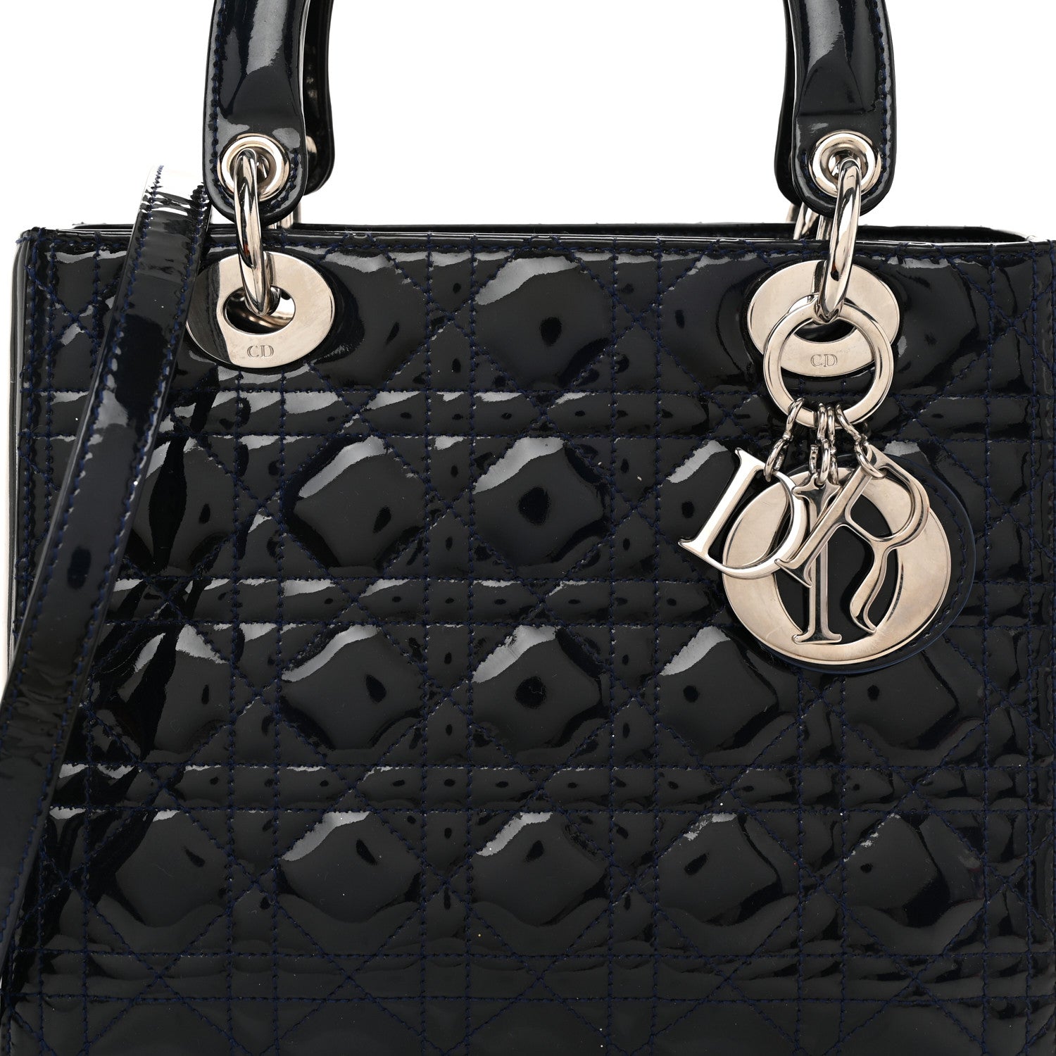 Christian Dior Patent Cannage Medium Lady Dior Navy Blue 7 of 11