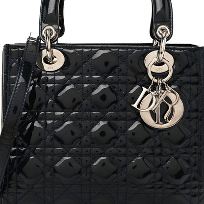Christian Dior Patent Cannage Medium Lady Dior Navy Blue 7 of 11