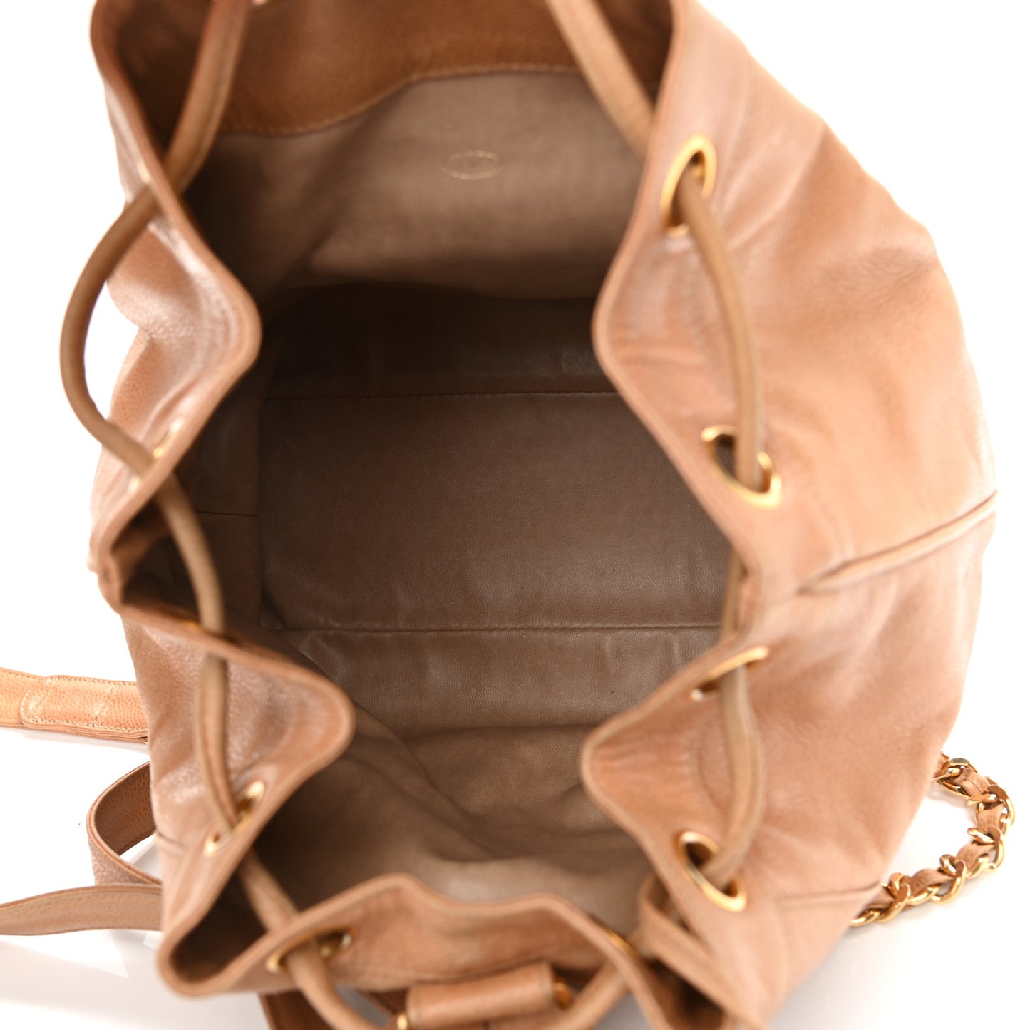 Caviar Drawstring Backpack Beige