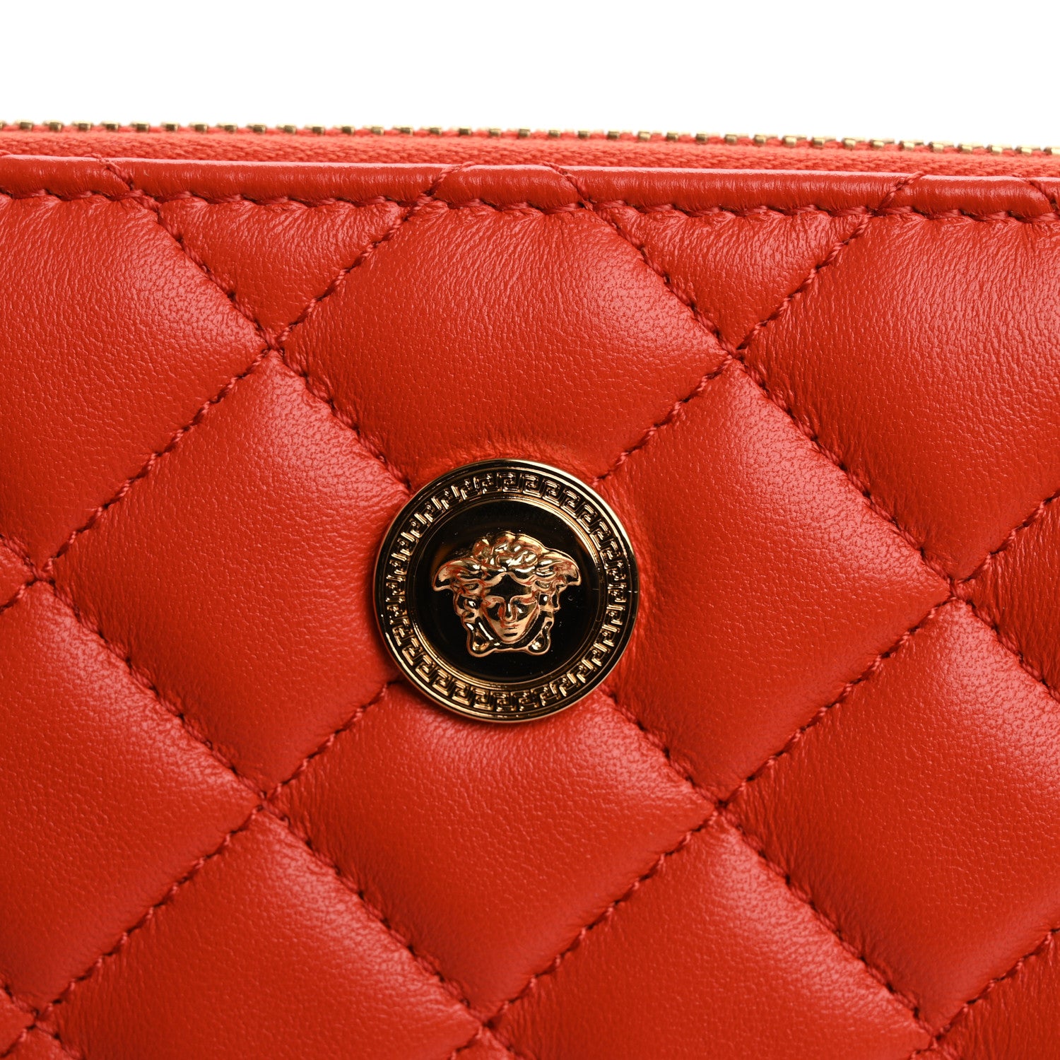 Versace Nappa Quilted Medusa Zip Around Wallet Dark Orange 9 of 10