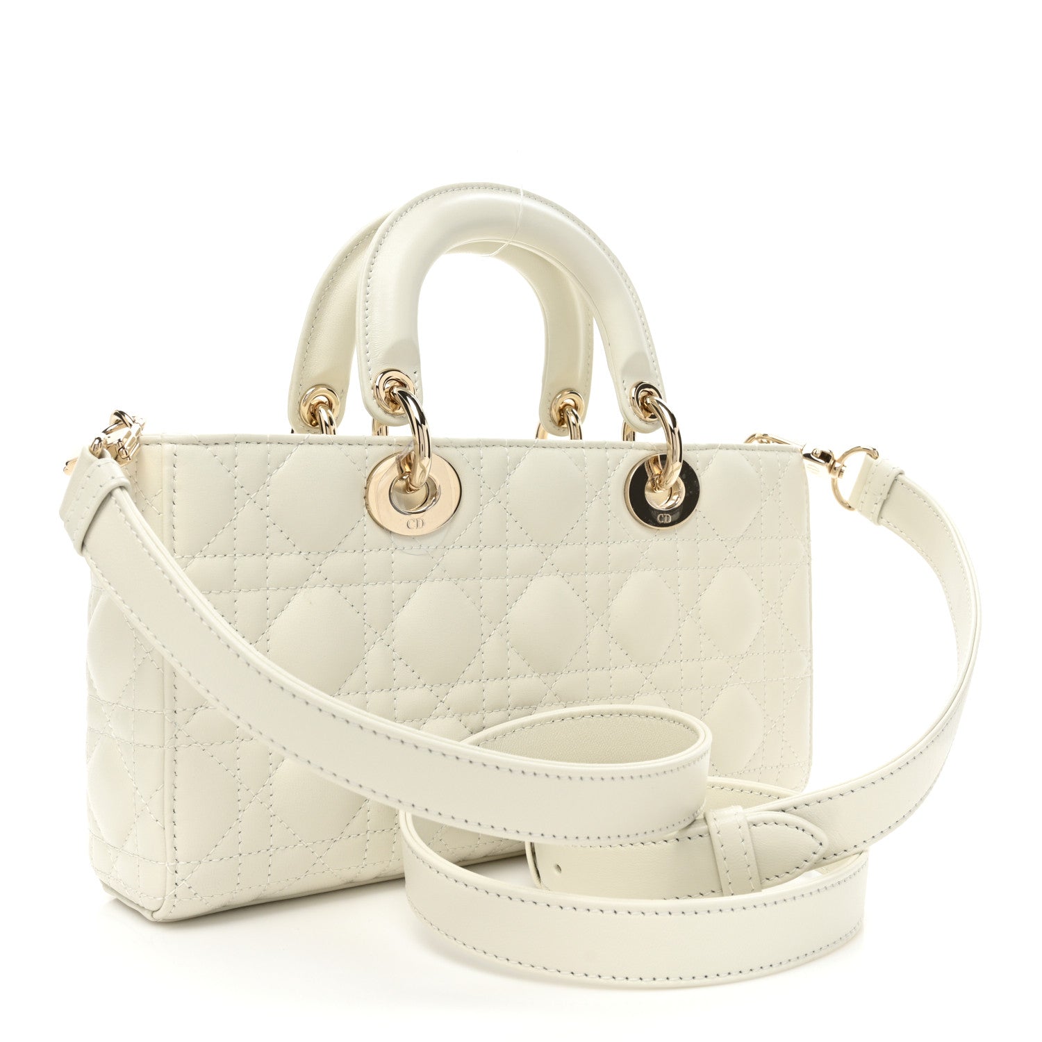 Christian Dior Lambskin Cannage Medium Lady D-Joy White 3 of 8