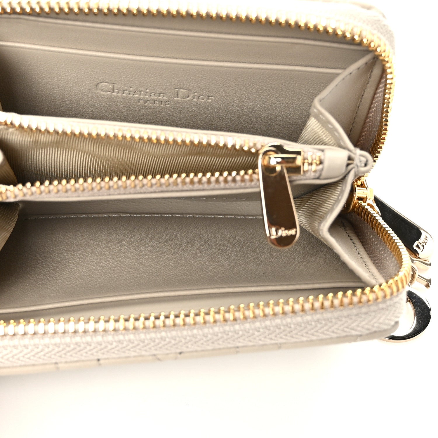 Christian Dior Lambskin Cannage Small Lady Dior Voyageur Coin Purse Beige 5 of 7