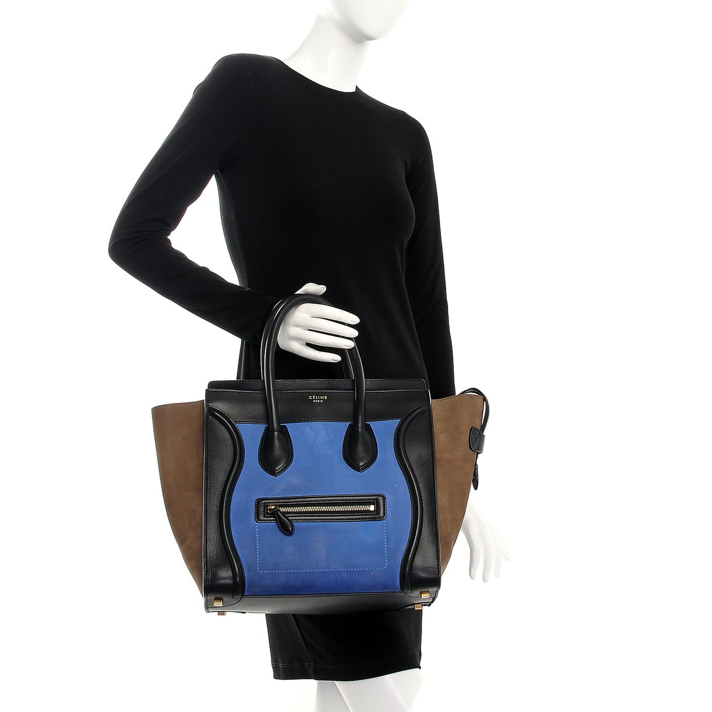 Nubuck Smooth Calfskin Mini Tri-Color Luggage Royal Blue