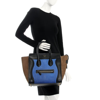 Celine Nubuck Smooth Calfskin Mini Tri-Color Luggage Royal Blue 2 of 8