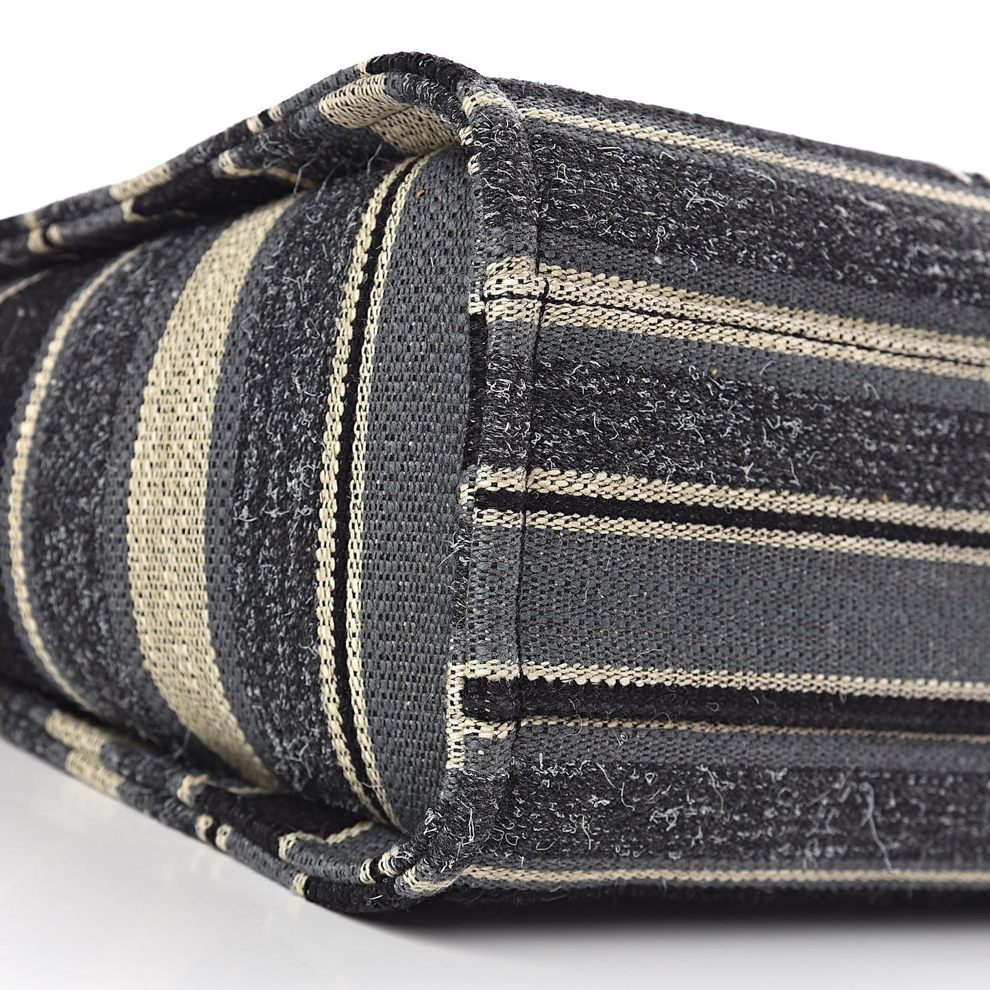 Striped Canvas Small Deauville Tote Dark Grey