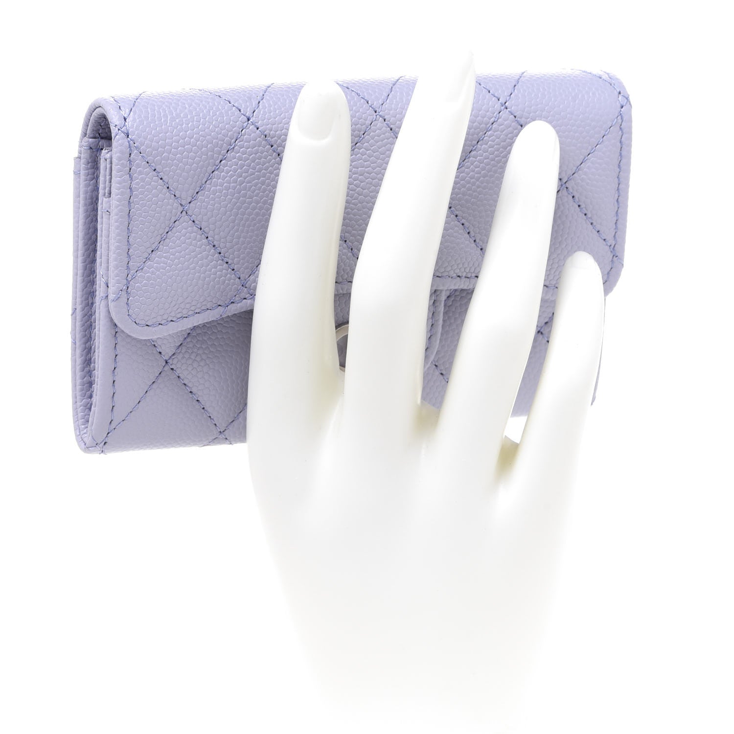Chanel Caviar Quilted Flap Card Holder Wallet Light Purple 2 of 9