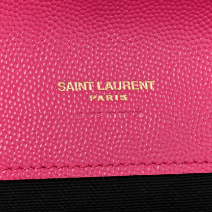 Saint Laurent Grain De Poudre Matelasse Chevron Monogram Envelope Clutch Fuchsia 6 of 10