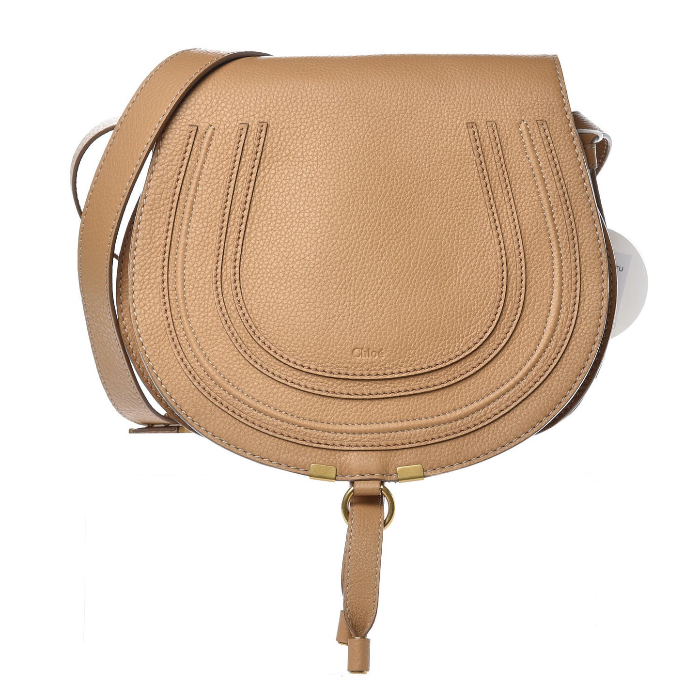 Calfskin Medium Marcie Round Crossbody Bag Milky Coffee
