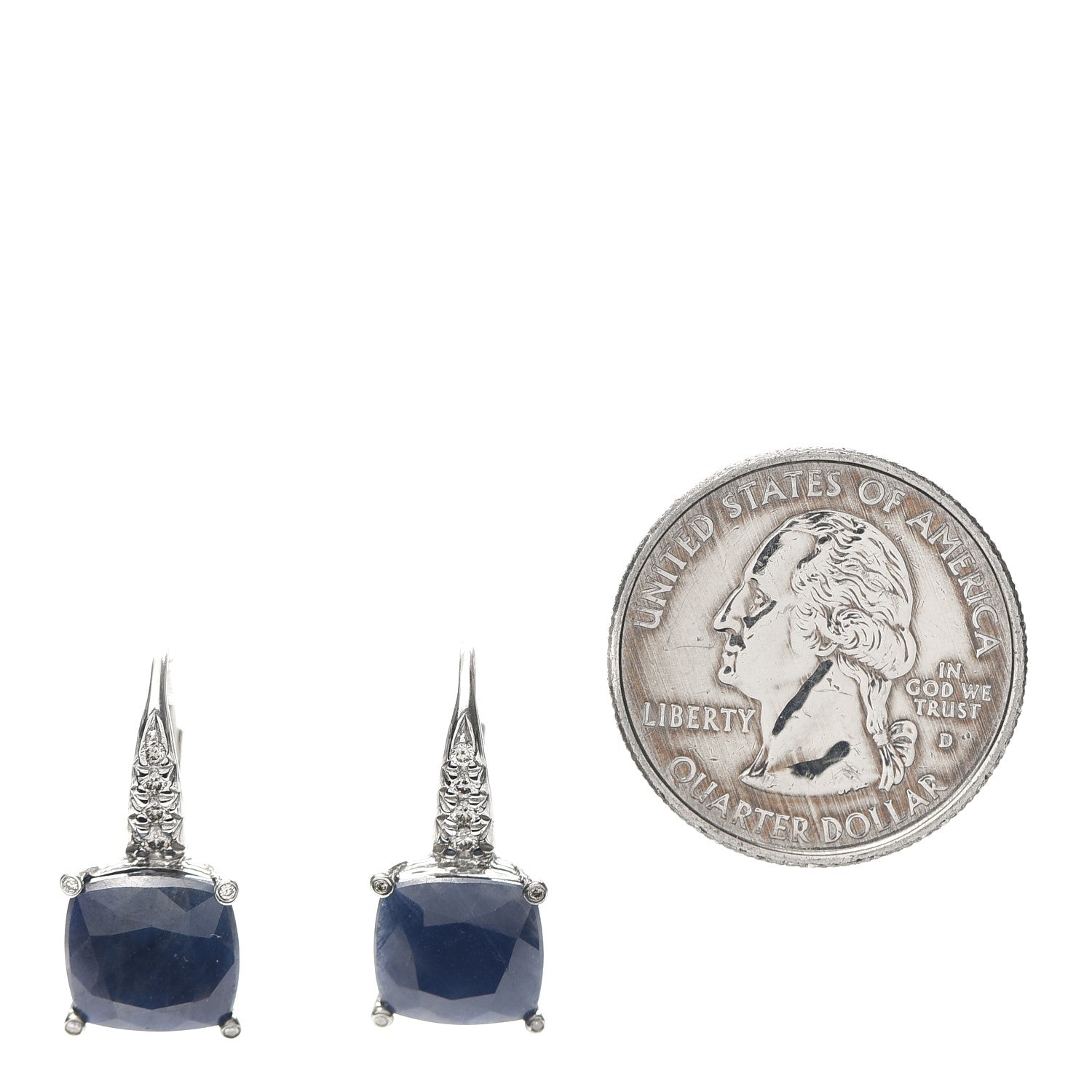John Hardy Sterling Silver Diamond Magic Cut Sapphire Earrings 2 of 4