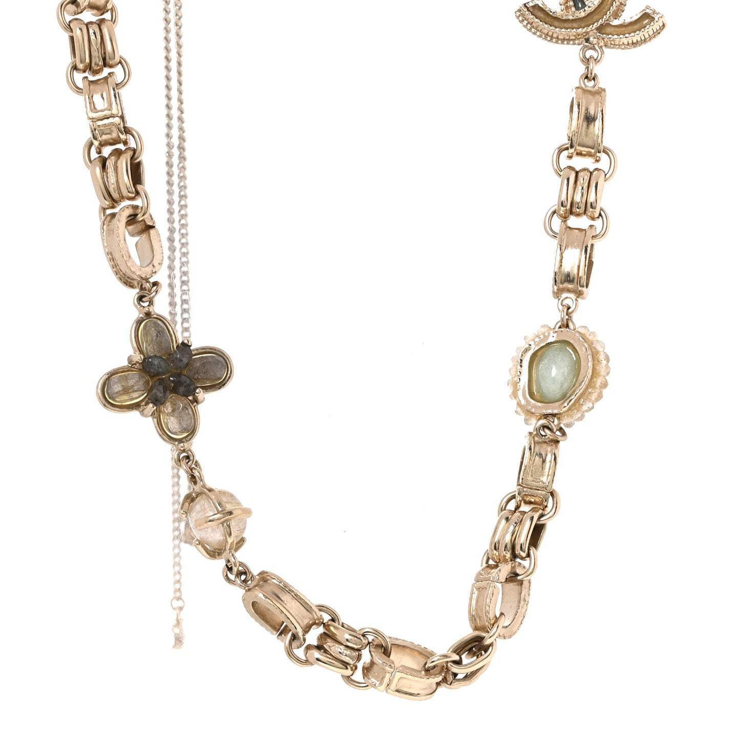 Metal Quartz CC Flower Choker Necklace Gold