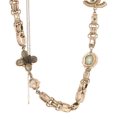 Chanel Metal Quartz CC Flower Choker Necklace Gold 3 of 4