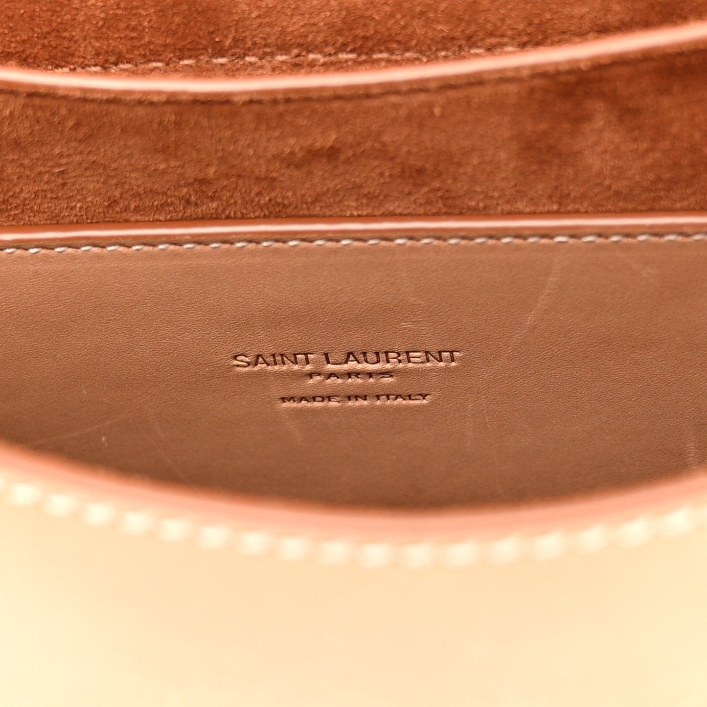 SAINT LAURENT Smooth Calfskin Cotton Canvas Small Kaia Satchel Natural Beige