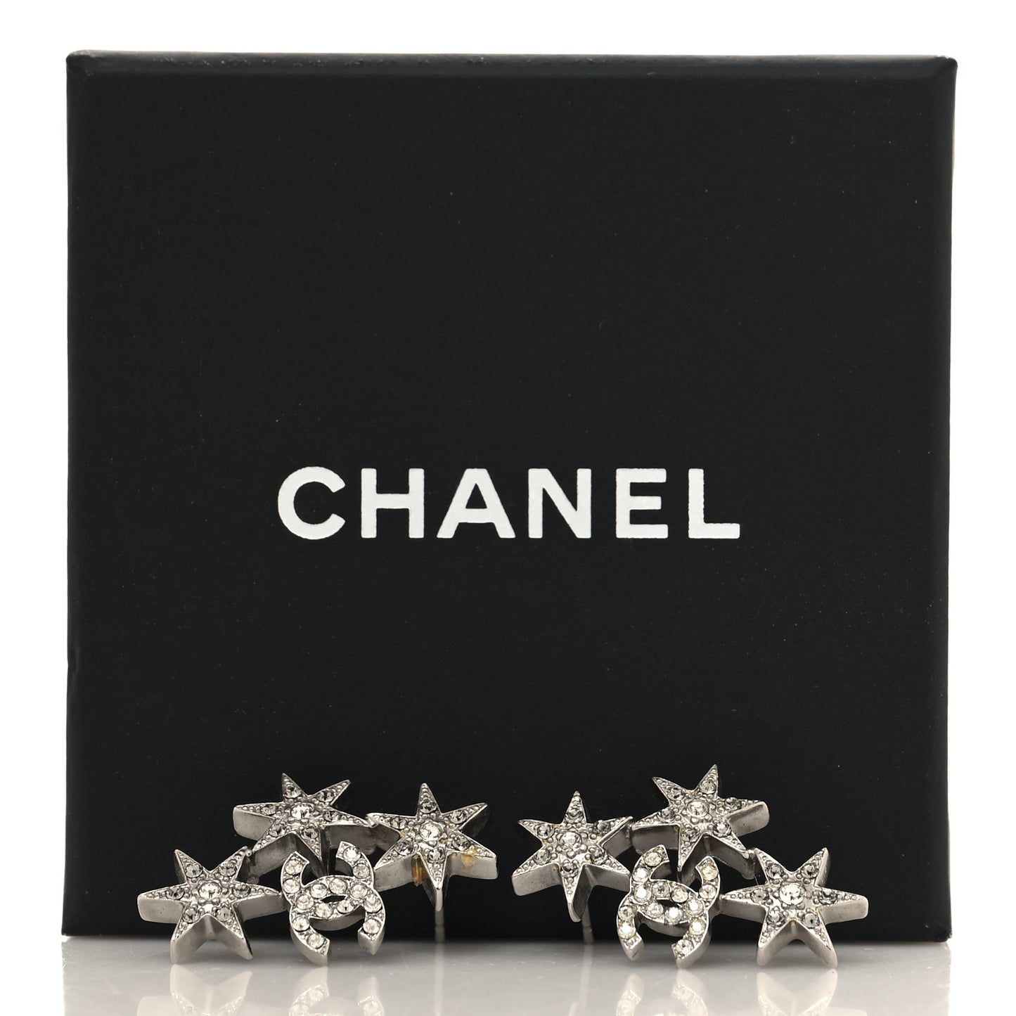 Crystal Star CC Earrings Silver